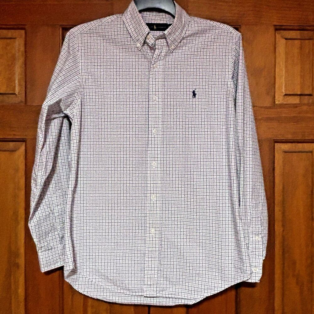 Ralph Lauren Shirt Men's Size Medium Windowpane Blue Pink Green Button Down